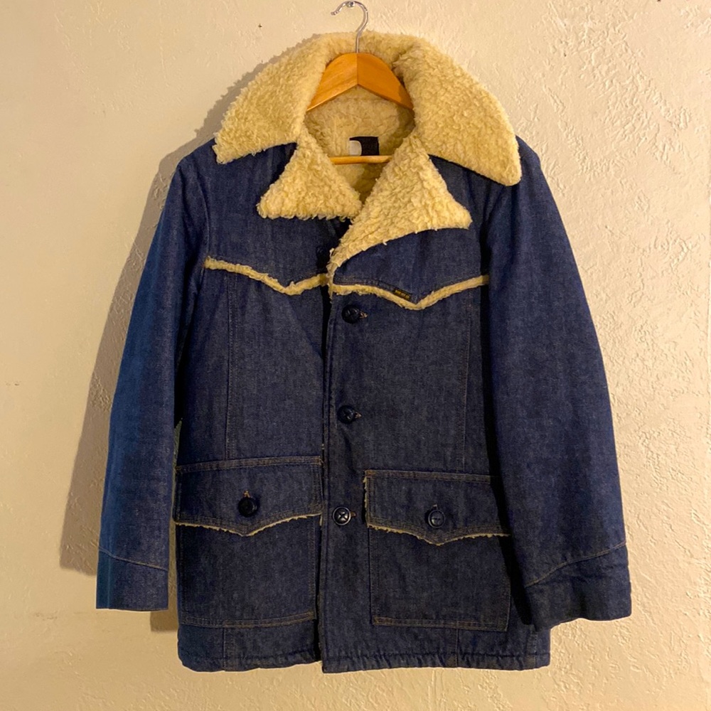 70’s Vintage Roebucks Faux Shearling Denim Jacket 38R
